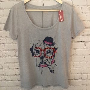 NWT Arizona Jean Co. Tee Shirt, Dog,Hat,Glasses